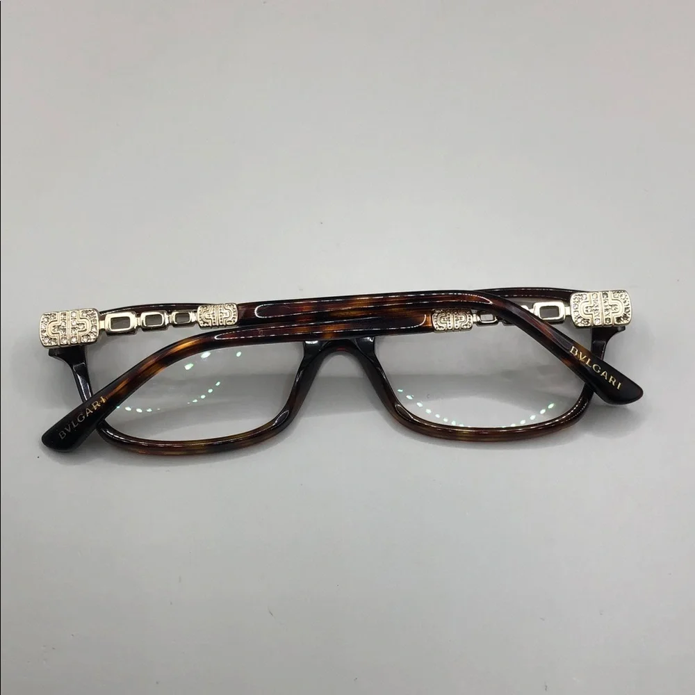 BVLGARI 4061 Brown Tortoise Rectangle Eyeglasses Glasses Frames 52-16-140 FLAW